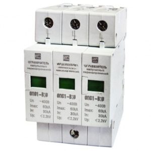 Ограничитель импульсных перенапряжений ОПС1-B 3р (In=30kA) 400В